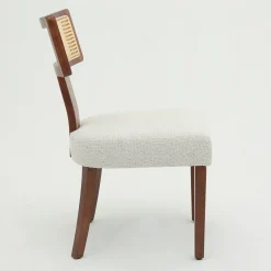 Wood and Rattan Mid Century Modern Dining Chairs Set of 2