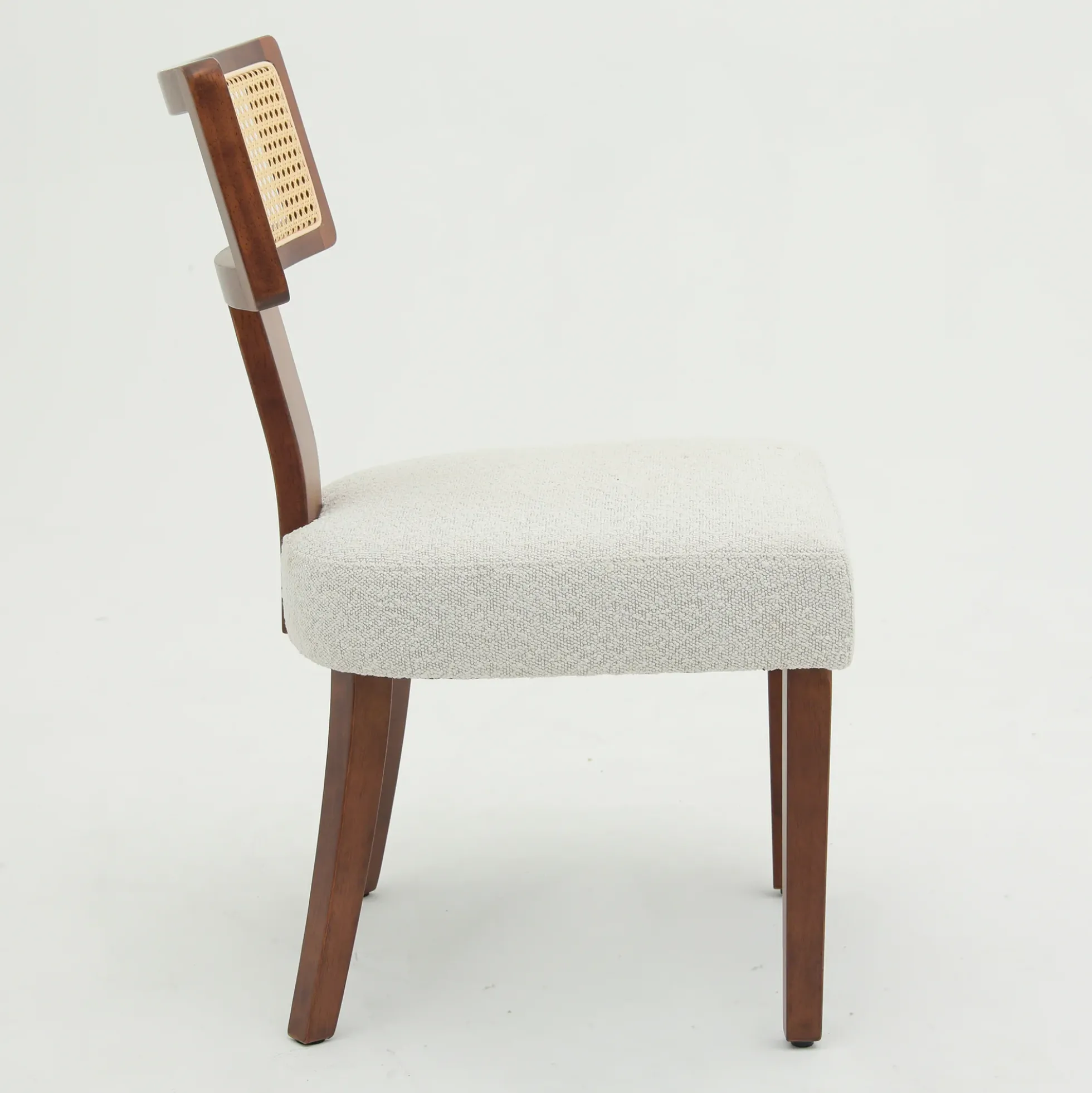 Wood and Rattan Mid Century Modern Dining Chairs Set of 2