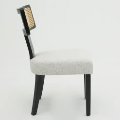 Wood and Rattan Mid Century Modern Dining Chairs Set of 2