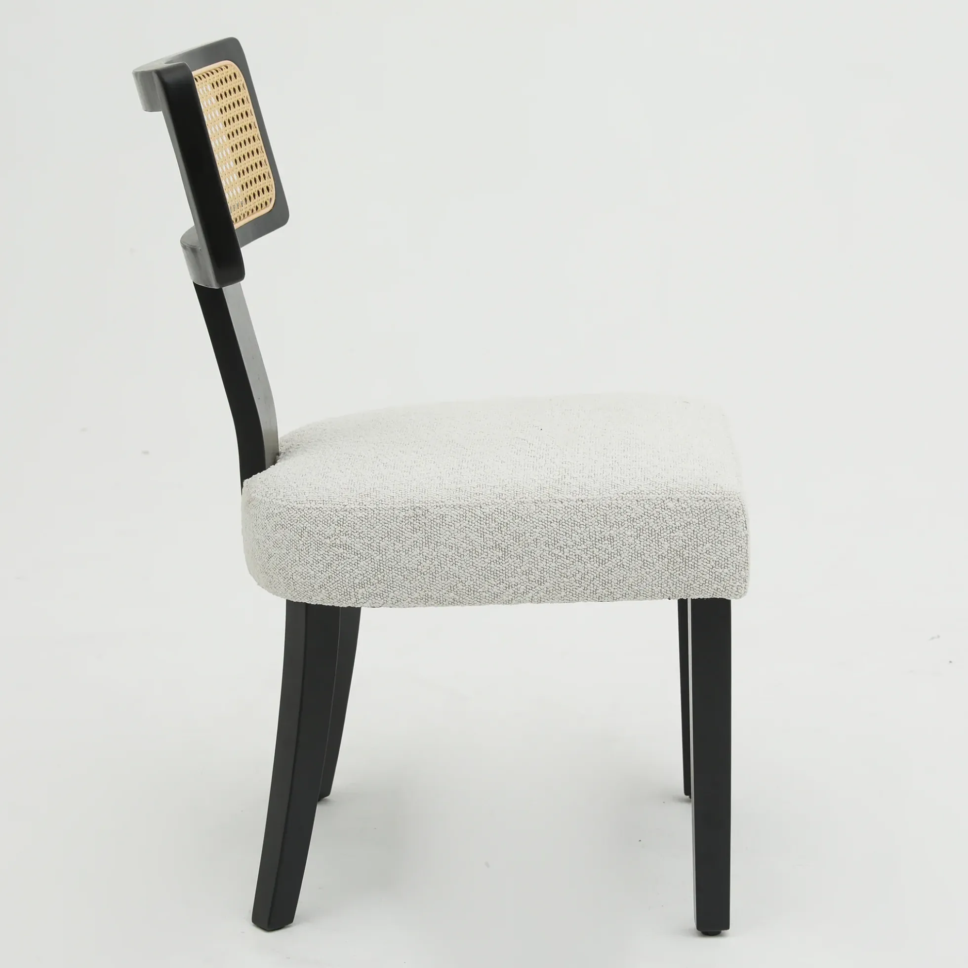 Wood and Rattan Mid Century Modern Dining Chairs Set of 2