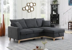 Woven Reversible Sleeper Sectional Sofa with Storage Chaise