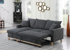Woven Reversible Sleeper Sectional Sofa with Storage Chaise