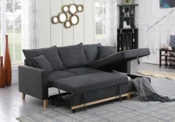 Woven Reversible Sleeper Sectional Sofa with Storage Chaise
