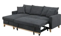 Woven Reversible Sleeper Sectional Sofa with Storage Chaise