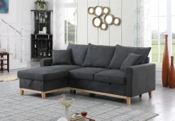Woven Reversible Sleeper Sectional Sofa with Storage Chaise