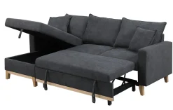 Woven Reversible Sleeper Sectional Sofa with Storage Chaise