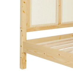 Yasmina Solid Wood Rattan Paneled Platform Bed (Queen or King)