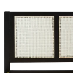 Yasmina Solid Wood Rattan Paneled Platform Bed (Queen or King)