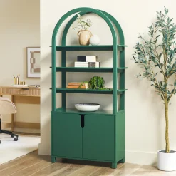 Zoey Modern Arched Wood Cabinet Storage Bookcase