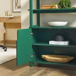 Zoey Modern Arched Wood Cabinet Storage Bookcase