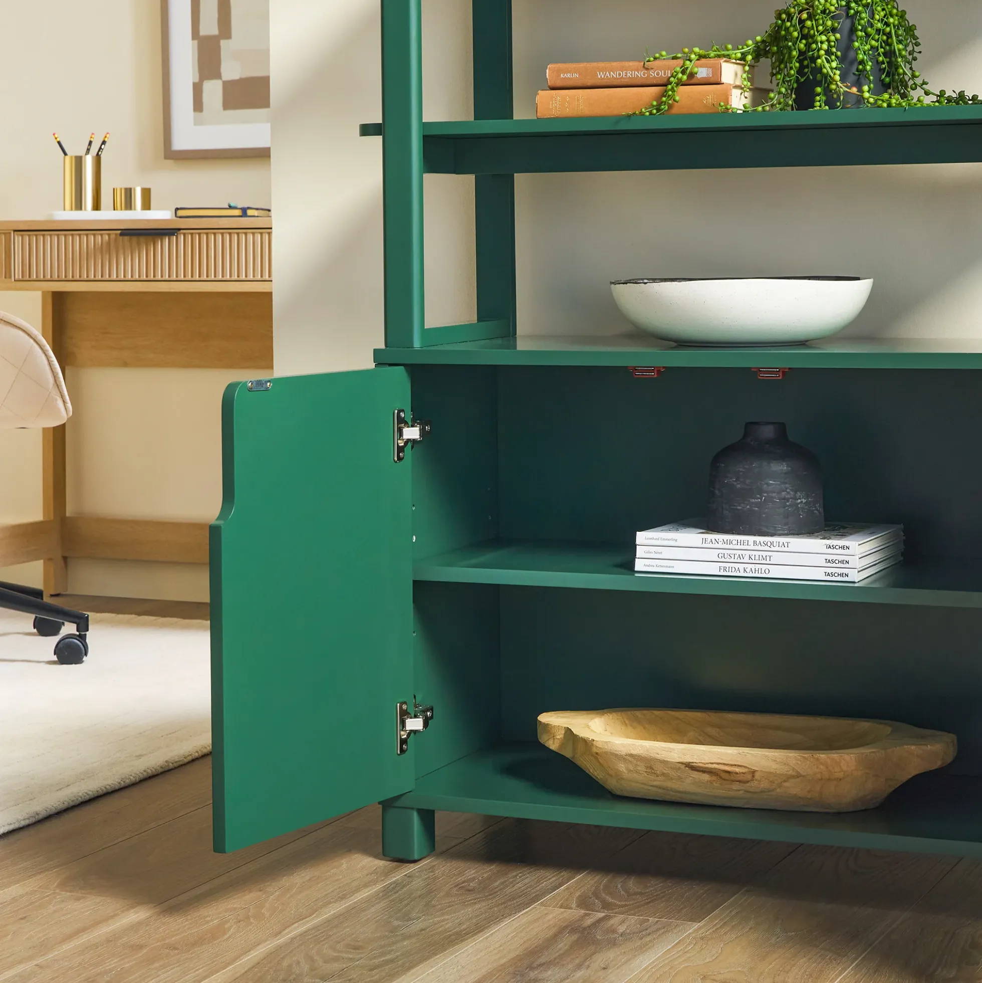 Zoey Modern Arched Wood Cabinet Storage Bookcase