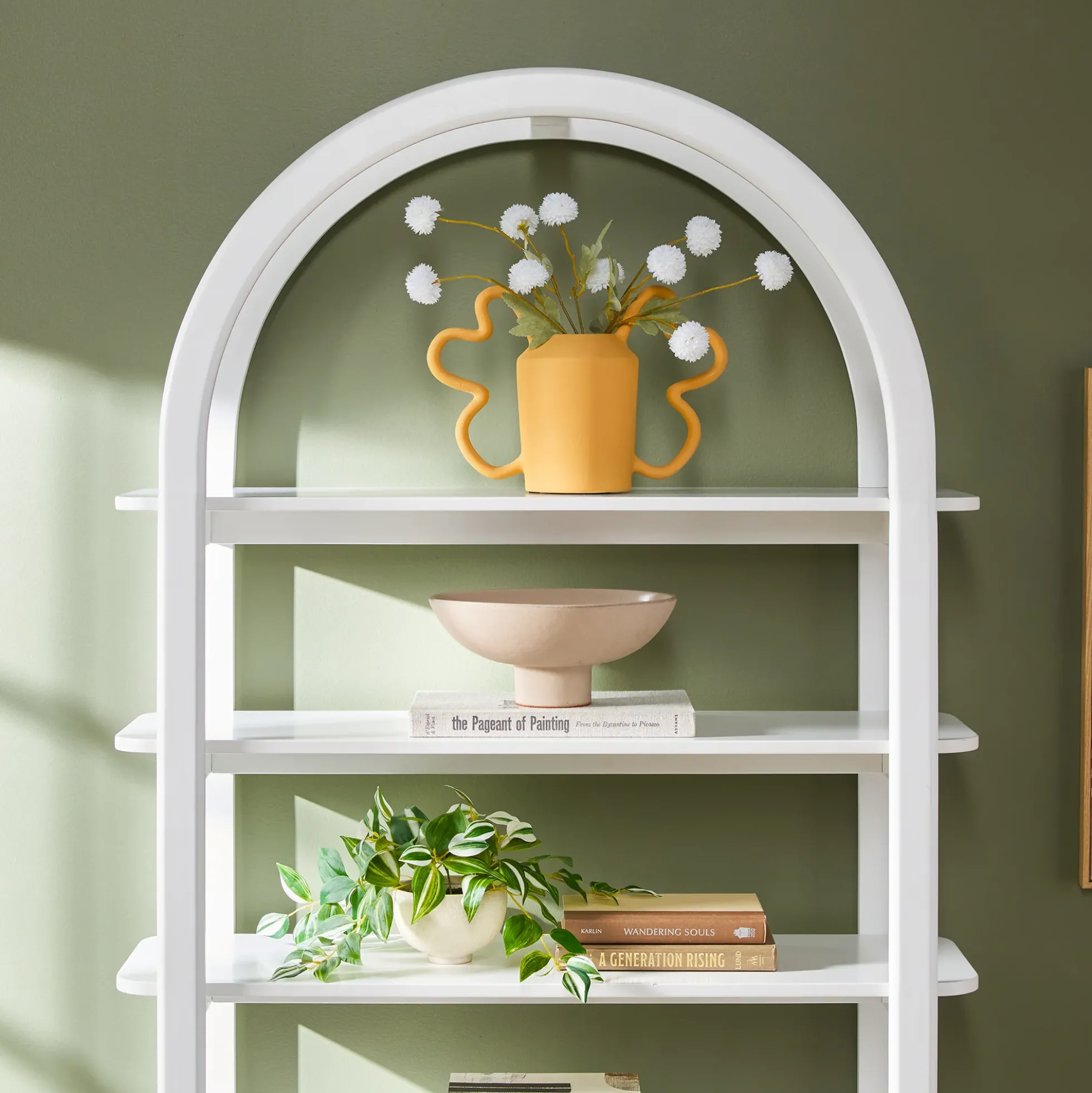 Zoey Modern Arched Wood Cabinet Storage Bookcase