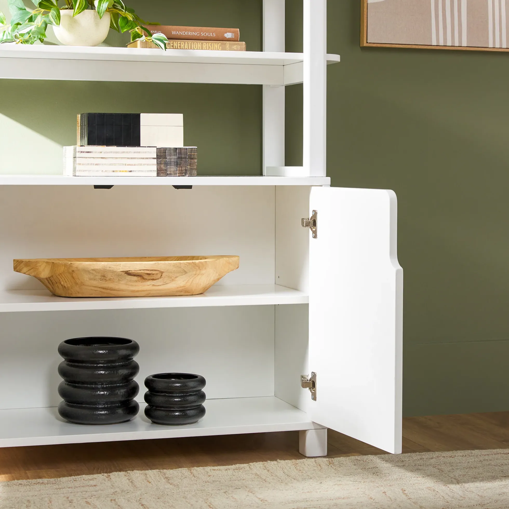Zoey Modern Arched Wood Cabinet Storage Bookcase