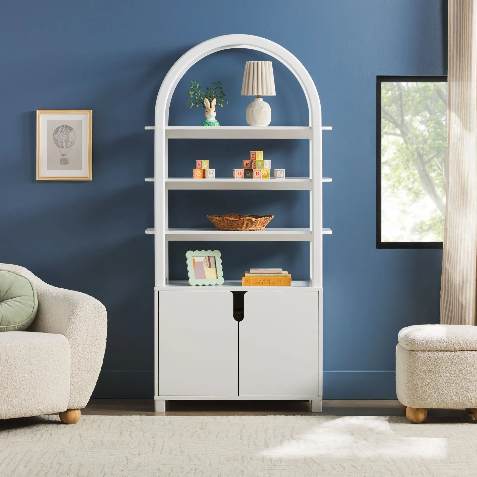 Zoey Modern Arched Wood Cabinet Storage Bookcase