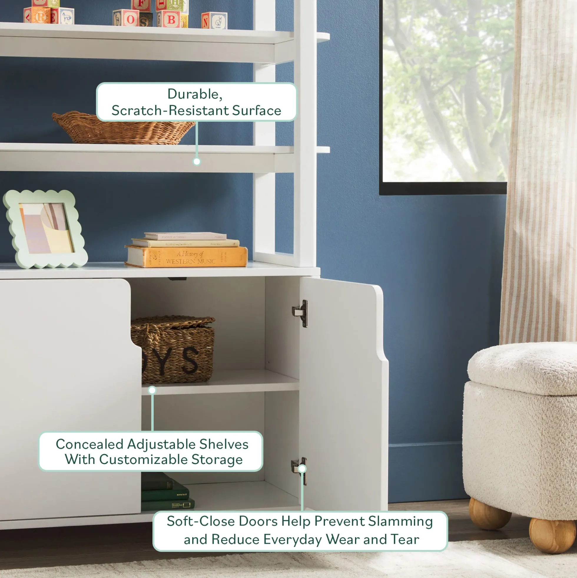 Zoey Modern Arched Wood Cabinet Storage Bookcase
