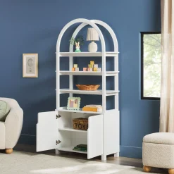 Zoey Modern Arched Wood Cabinet Storage Bookcase