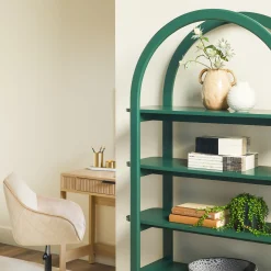 Zoey Modern Arched Wood Cabinet Storage Bookcase