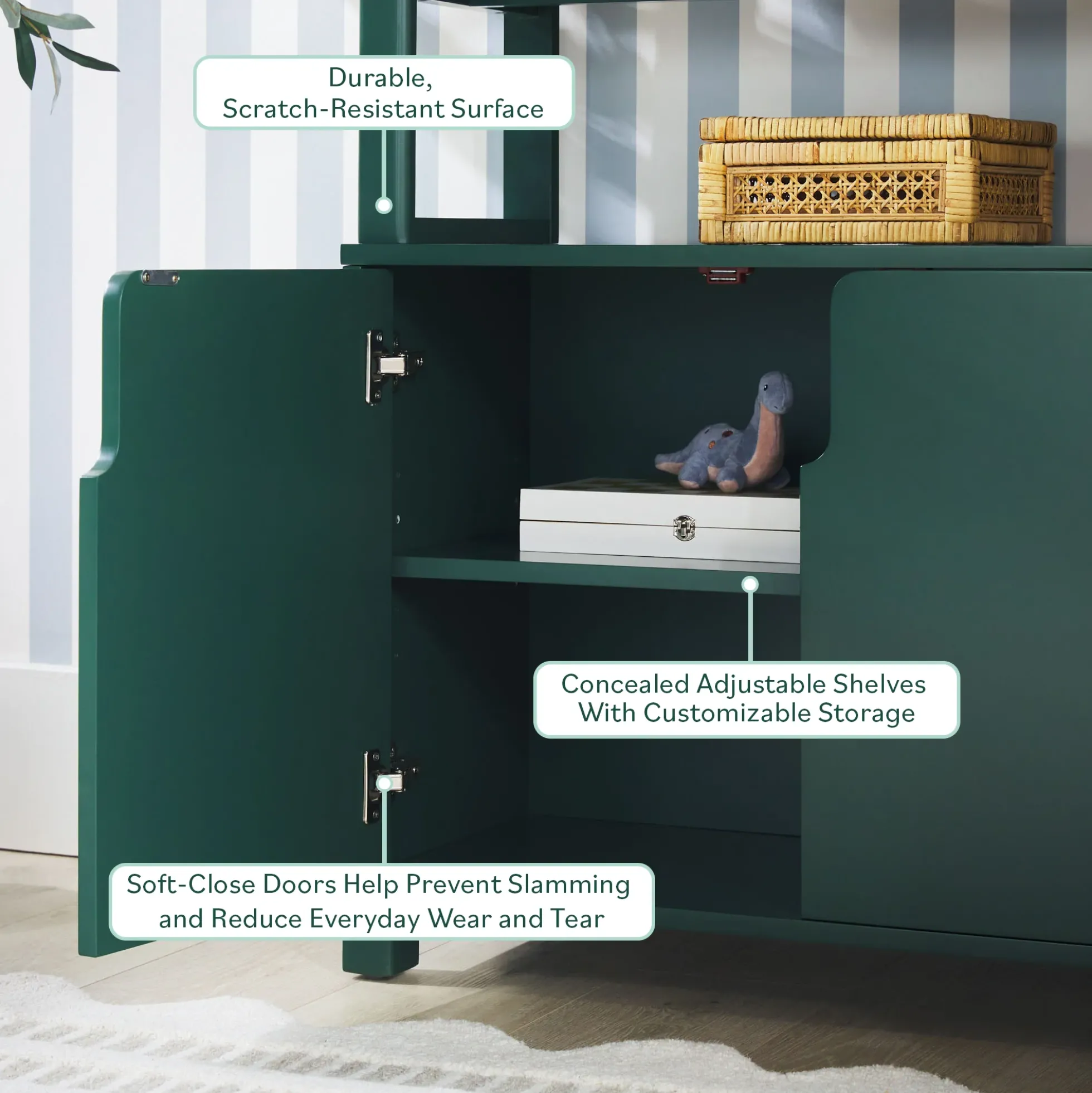 Zoey Modern Arched Wood Cabinet Storage Bookcase