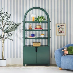 Zoey Modern Arched Wood Cabinet Storage Bookcase