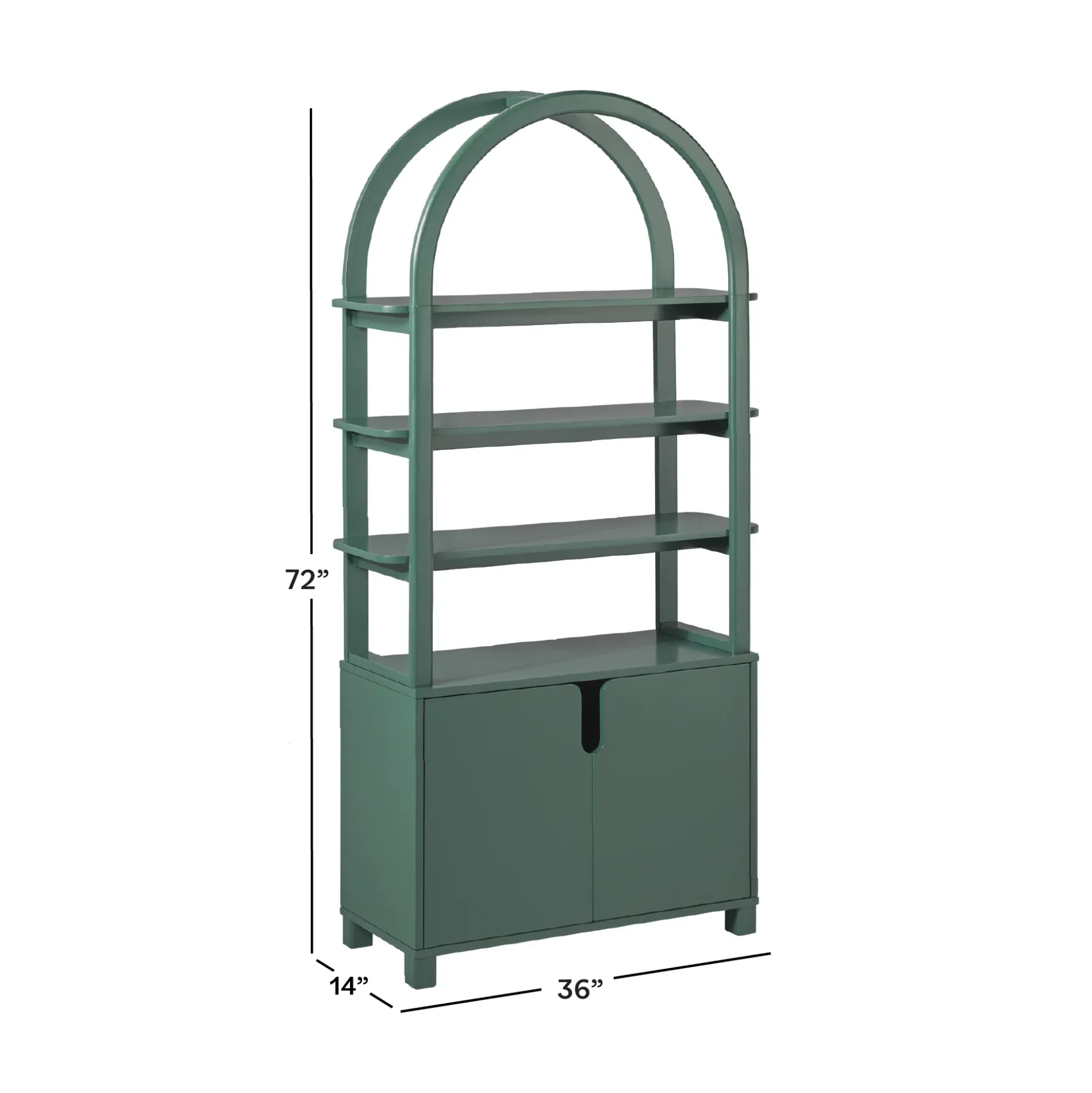 Zoey Modern Arched Wood Cabinet Storage Bookcase