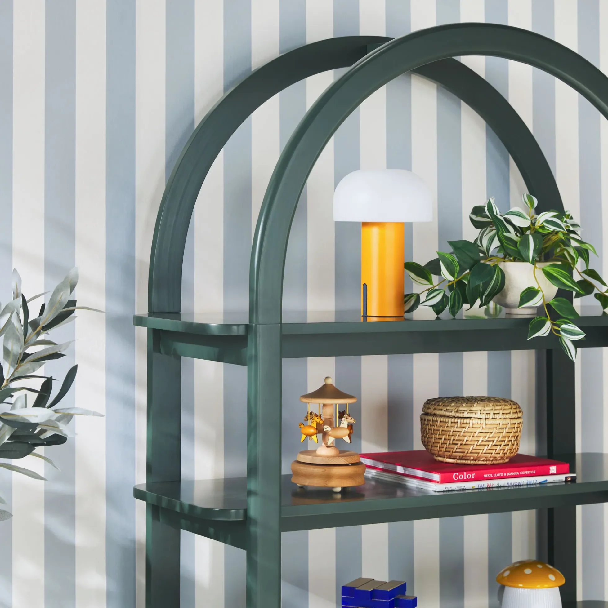 Zoey Modern Arched Wood Cabinet Storage Bookcase