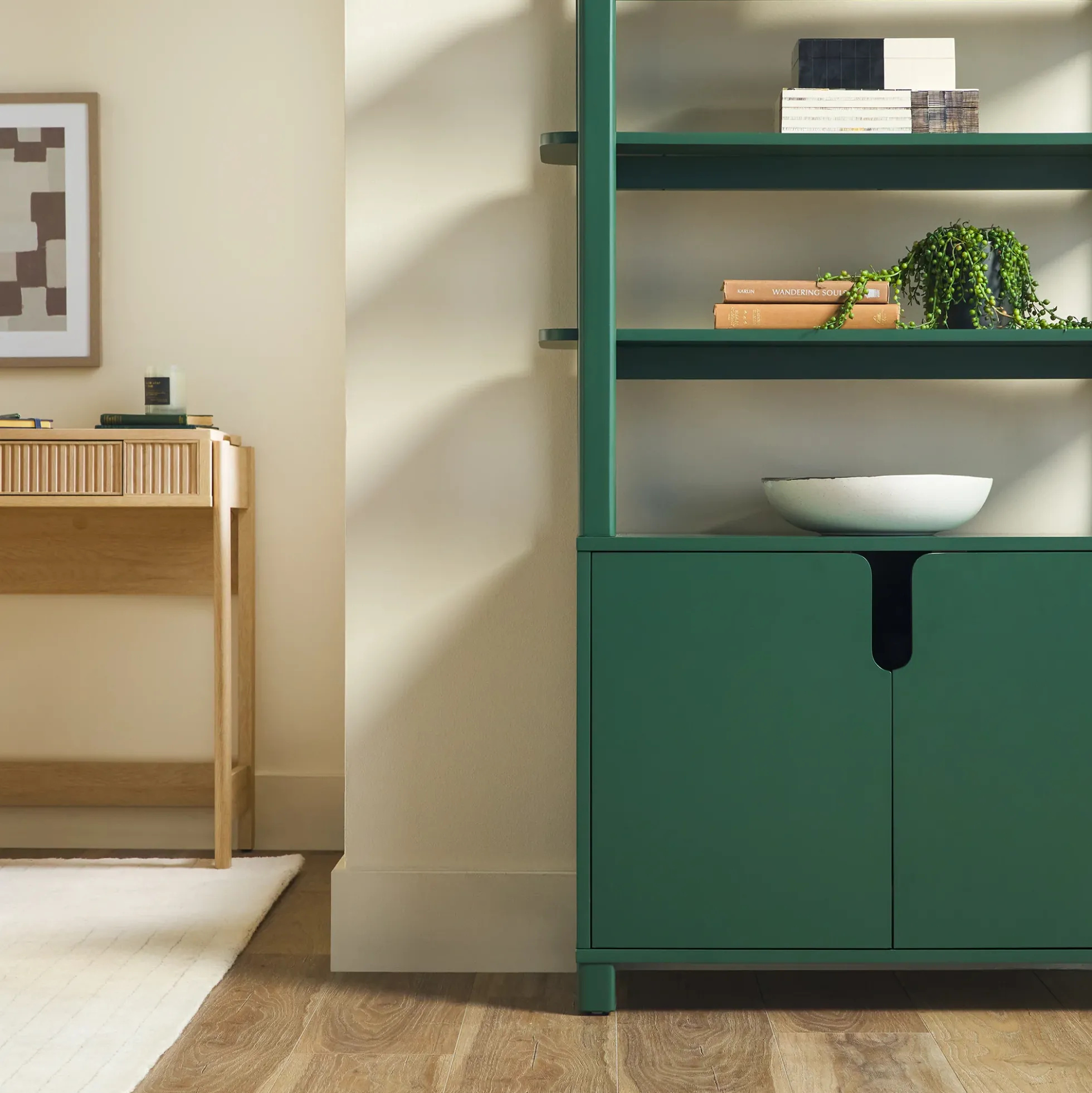 Zoey Modern Arched Wood Cabinet Storage Bookcase