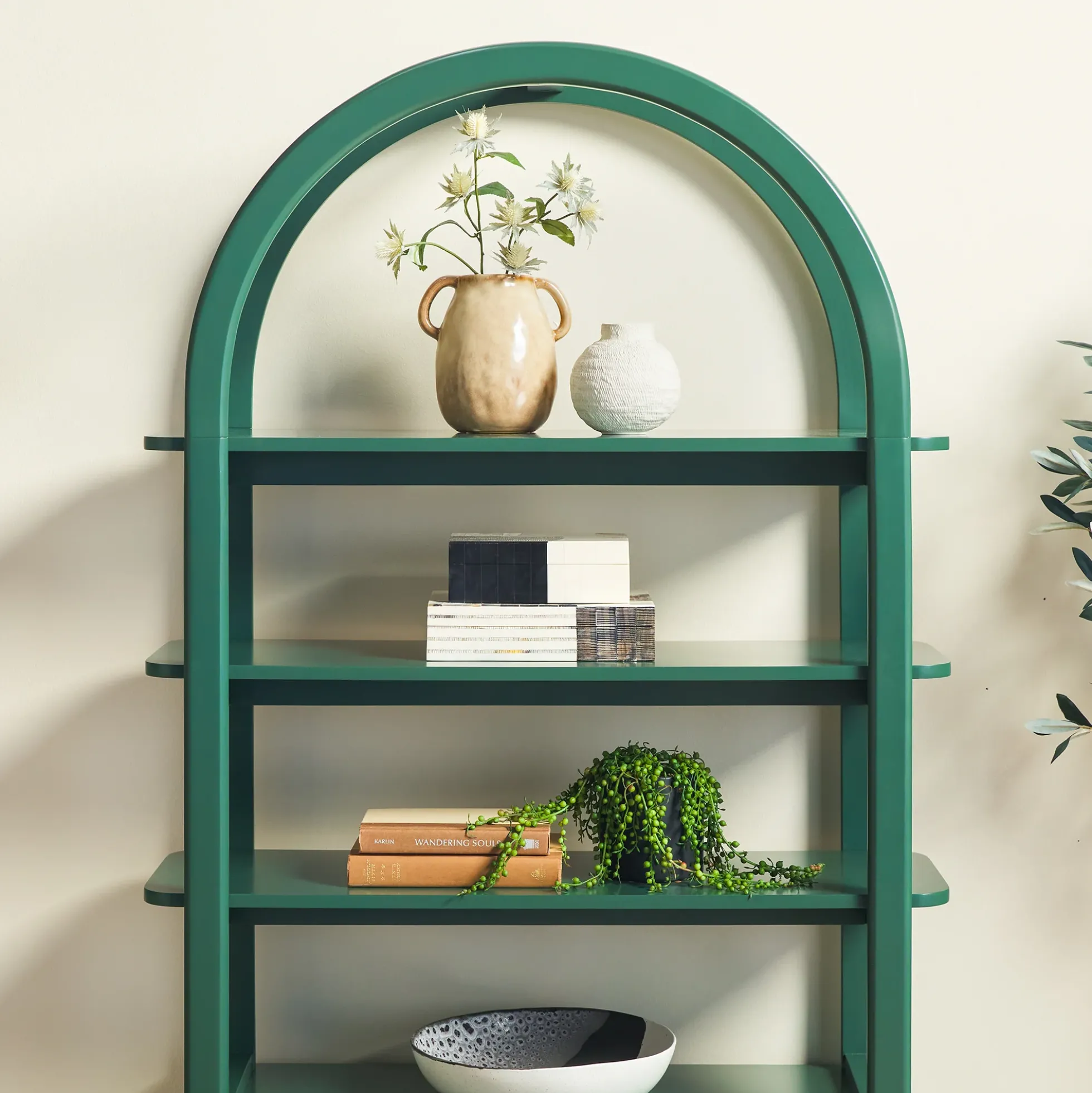 Zoey Modern Arched Wood Cabinet Storage Bookcase