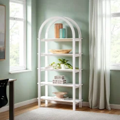 Zoey Modern Arched Wood Storage Bookcase