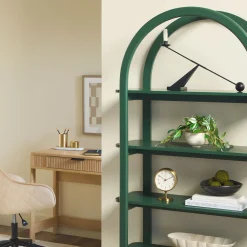 Zoey Modern Arched Wood Storage Bookcase