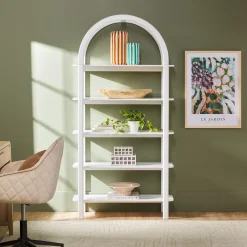 Zoey Modern Arched Wood Storage Bookcase