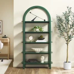 Zoey Modern Arched Wood Storage Bookcase