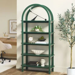 Zoey Modern Arched Wood Storage Bookcase