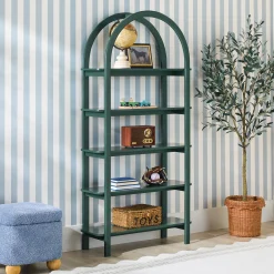 Zoey Modern Arched Wood Storage Bookcase