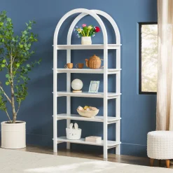 Zoey Modern Arched Wood Storage Bookcase